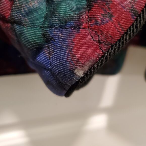 Allen Solly VTG 90s Cropped Quilted Jacket Rose Print Jewel Tones size 14 - Picture 7 of 7